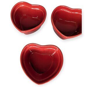 Michaels Set of Three Heart-Shaped Red Ceramic Bowls